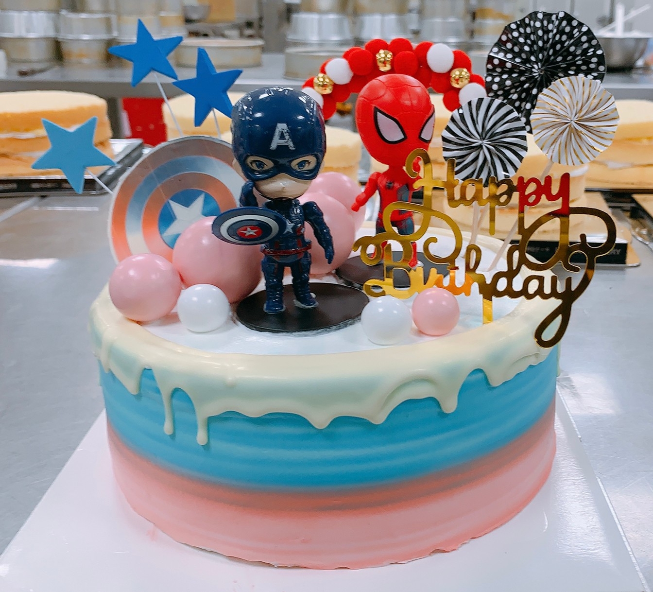 超级英雄蛋糕摆件儿童卡通男孩生日美国队长蜘蛛超人烘焙甜品装扮_虎窝淘